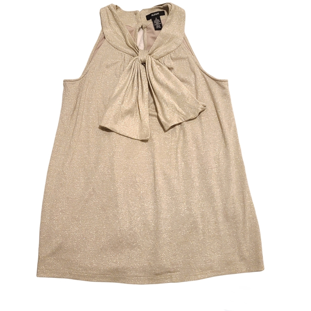 ALFANI | sleeveless metallic gold tie neck halter top SMALL